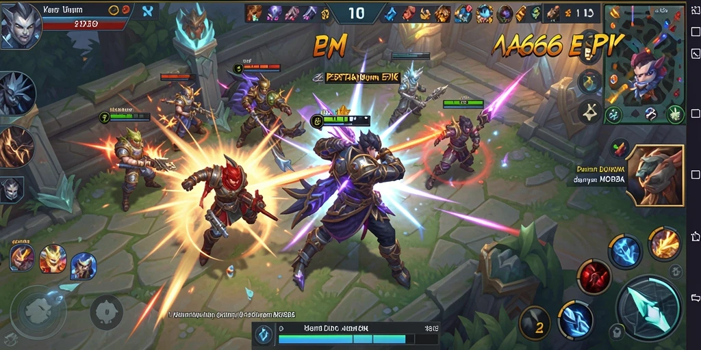 Tampilan gameplay MOBA yang mendebarkan di AA666.