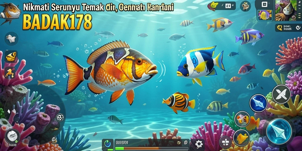 Tampilan gameplay seru dari BADAK178 saat menembak ikan.