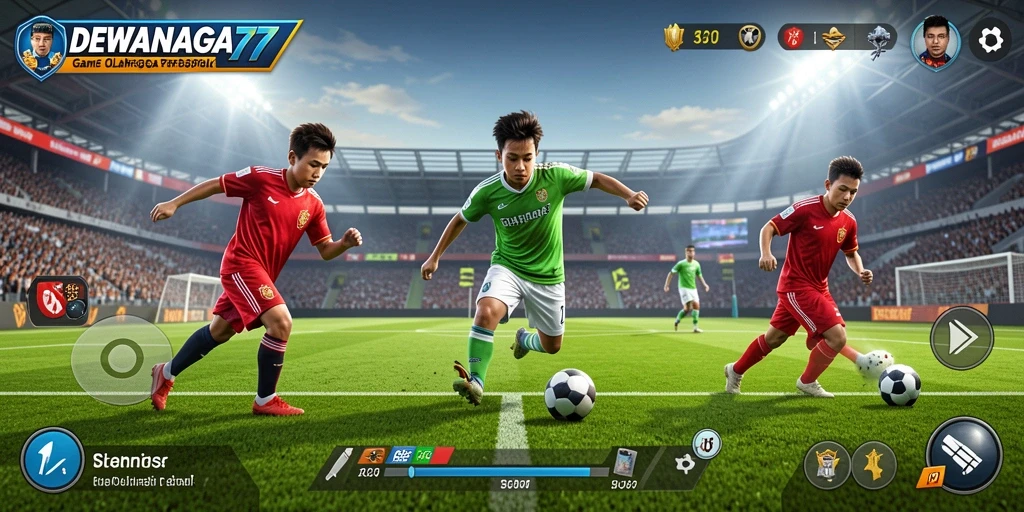 Screenshot DEWANAGA77 menunjukkan gameplay yang seru dalam pertandingan olahraga.