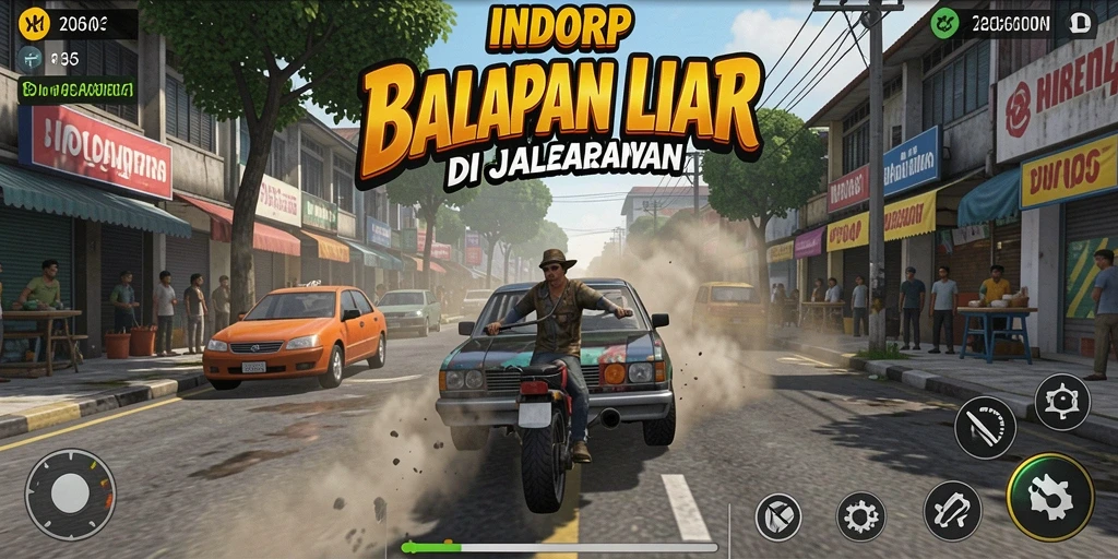 Tampilan gameplay balapan INDORP yang menegangkan dan penuh aksi.