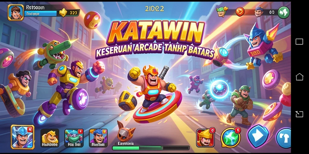 Tampilan seru dari gameplay arcade KATAWIN yang menarik.