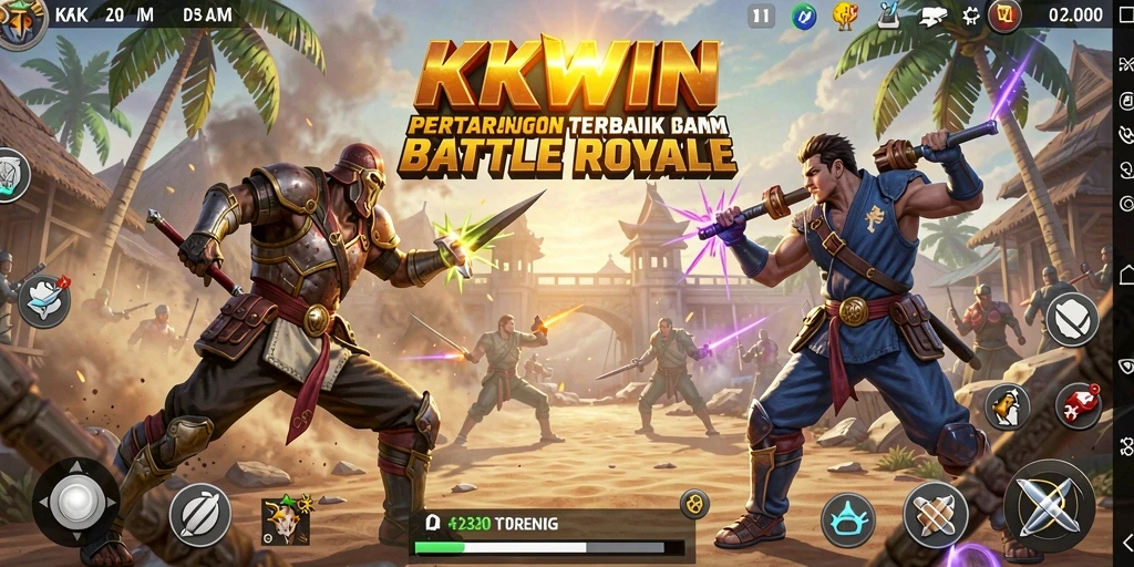 Tampilan gameplay KKWIN yang penuh aksi dalam arena Battle Royale.