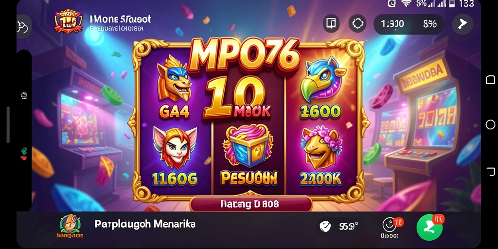 Tampilan menarik dari gameplay slot MPO76 dengan berbagai tema.