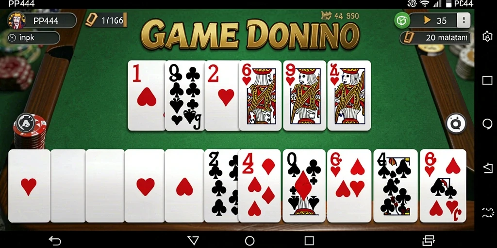 Tampilan gameplay PP444 yang menarik dengan suasana permainan Domino.