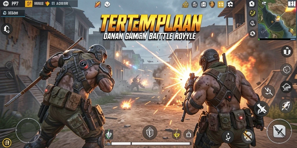 Screenshot utama PP7 menampilkan intensitas gameplay Battle Royale yang mendebarkan.
