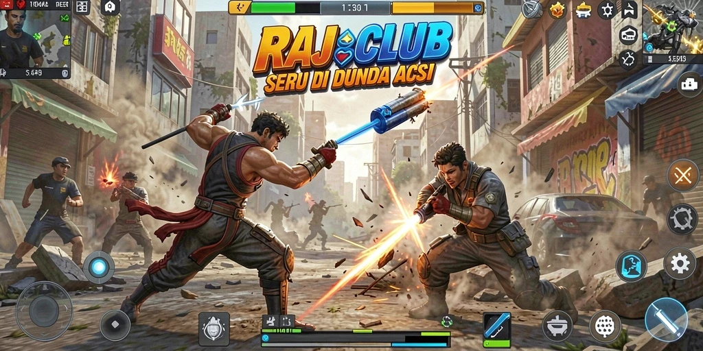 Tampilan dinamis gameplay RAJACLUB yang penuh aksi.