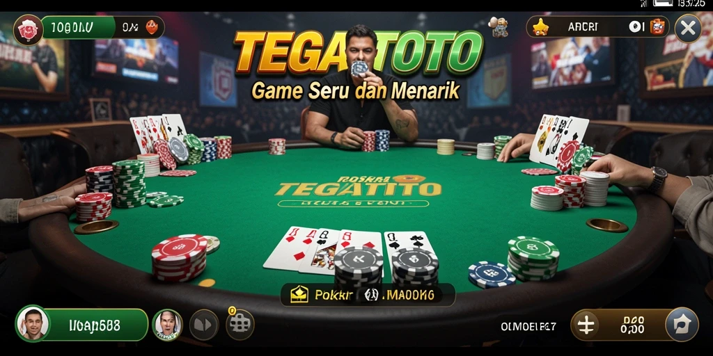 Tampilan gameplay poker yang menegangkan dan interaktif di TEGALTOTO.